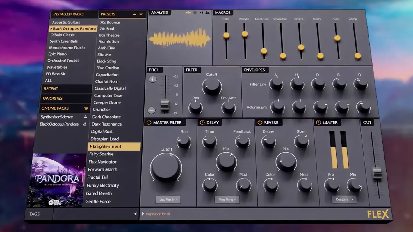 FL Studio FLEX plugin and piano roll workspace
